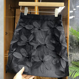 Solid Slim Skirt For Women High Waist Patchwork Appliques Floral Mini Skirts Female Summer Clothes Fashion New