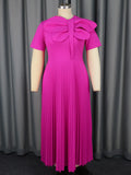 Elegant Waist-To-Threate Dress Rose-Red Large Bow Elegant Evening Dress