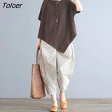 Summer Women's T-shirt Cotton Short Sleeve Loose Tshirt Korean Version New Lazy Style Mschf Female Mid-length Upper