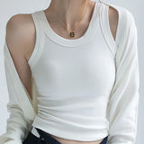 Ribbed Camisole with Padded Bust Women Sleeveless Undershirt Summer Solid Color Outerwear Concealing Side Cleavage-Outfit