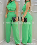 Summer New Fashionable, Sexy, Chest-Wrapped, Broad-Legged Casual Trouser Suit-Outfit