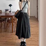 Gray Work Clothes Skirt Large Size Drawstring Cover Quick Dry A Word Umbrella Skirt Fatmm Thin Skirt