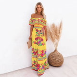 And Summer 2025 New Shoulder-To-Shoulder Red Flower Printing Long