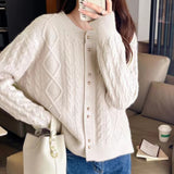 Red Sweater Cardigan 2024 Early Spring New Foreign Style Sweater Winter Thickened Jacket Fashion Trend-Outfit