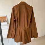 Casual Loose Solid Folds Dress Female Lapel Long Sleeve Fashion Temperament Dresses For Women Autumn Style 2021