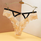 Lace Mesh T-T-Shirt Female Transparent Hollowless Low-Waisted Cotton Crotch Triangle