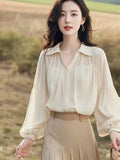 Toloer Chiffon Shirt Women 2025 New Spring Temperament T-Shirt Fashion Fashion Fashion High-End Feel French