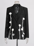 Elegant Suit 2025 Autumn And Winter New Design Three-Dimensional Flower Decoration Slim Thin Suit Jacket
