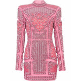 2025 New Fashion Heavy Industry Diamond Nail Pearl Relide Relentight Dress Small