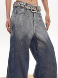 Women's Jeans High Waist Straight Coated Light Casual Graffiti Loose Wide Leg Denim Pants 2024 Summer New Fashion 29L6687H-Outfit