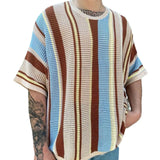 Men's New Summer Men's Knit Dress Round-Neck Short Sleeve Thin Knit T-Shirt