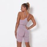 Shorts Bra Sports Set Sexy 2PCS Vital Seamless Sport Suit Gym Clothes Fitness Crop Top Shirt High Waist Shorts