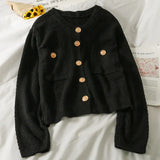 Women Knitted Cardigan Long Sleeve O Neck Single Breasted Loose Sweater Autumn Winter Korean Casual Knit