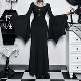 Autumn New Fashion Temperament Slim Dress Adams Bat Sleeve Fishtail Dress-Outfit