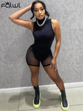 Summer Sexy Jumpsuit Women 2023 Sleeveless Patchwork Mesh Romper Womens Jumpsuit Black One Piece Outfit Bodycon
