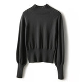 Winter Half Turtleneck Cashmere Sweater Women Pullover Lantern Sleeve Knitted Sweater Loose Solid Tops Pull Femme