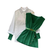 Sets + V Cooked Two Autumn Dress New Loose Wind Collar Knitted Tagonal Knitting Set Shirt