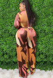 Plus Size Print Crop Top and Wide Pants