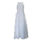 Feather Hanging Neck Open Shoulder Fashion Atmosphere Thin Long Skirt Evening Dress Students Graduation Performance Choral