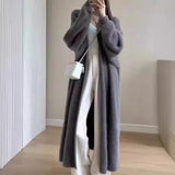 Waxy Knitted Sweater Cardigan Girls Autumn And Winter New Casual Loose Look Lazy Style Imitation Mink Velvet-Outfit