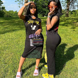 Summer Clothes Streetwear Graphics Bodycon Dresses For Women 2022 Sleeveless Maxi Dress Women O Neck Party Dress