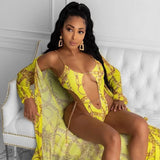 Sexy Hollow Out One Piece Swimsuit Women Chain Swimwear Print Bodysuit Backless Monokini Brazilian Bathing Suits Beach