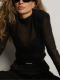 For Autumn And Winter Short Hollow Knitted Sweater Women Solid Color Leisure Long-Sleeved