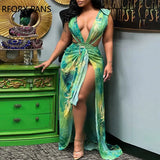 Women Elegant Sexy All Over Print Lace Up Rhinestone Backless Vacation Beach Bikinis Does Set-Outfit