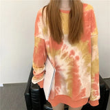 HOUZHOU Tie Dye Women Hoodies Korean Streetwear Autumn Oversized Sweatshirts Pullovers Harajuku Oversized Printed Famale
