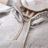 New Metal Color Hooded Hooded Knitted Sweater 2893157-Outfit