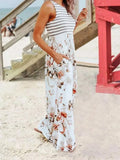 Boho Vintage Playsuit Fashion Striped Floral Pocket Sleeveless Jumpsuits Panel Magnolia Jumpsuit Trousers For