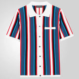 Men's Summer Cardigan Knitted T-Shirt Short-Sleeved Collared Casual Polo Shirt Men