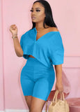 Crop Top and High Waist Shorts 2 Piece