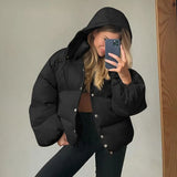 Graduation party gift Casual Hooded Parkas Women Long Sleeve Single Breasted Short Stand Collar Coat New Winter Fashion