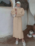 High-Waisted Autumn And Winter Sweater Dress Solid Casual Base Knitted Long Dress