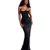 Temperament Thoracic Folding Dress Summer 2025 New Sexy Ass