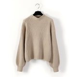 Pull Femme 2019 Winter Autumn Oversized Knitted Cashmere Sweater Women Lantern Sleeve Diamond Basic Thicken