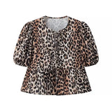 2025 New Women's Leopard Print Short-Sleeved