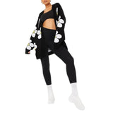 Women Y2K Grunge Vintage V-neck Ribbed Trim Sweaters Jacket Heart/Flower Print Button-down Cardigan Fall Streetwear-Outfit