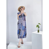 Folded Summer Fashion Daily Commuting Loose Temperament Design Sense Of Color Print Wrinkle Long