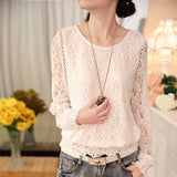 Hollow Lace 2020 Fashion Women Shirt Long Sleeve Pullover White Lace Blouse Chiffon Blouses Women Clothing Blusas 51C
