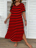Women's Clothing 2025 Summer New V-Neck Striped Print