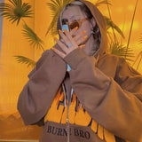 Deeptown Vintage Brown Zip Up Hoodie Oversize Graphic Zipper Sweatshirt Fall 2021 Fashion Hippie Long Sleeve Tracksuit Hip