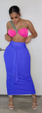 Solid Color Bandeau Bra and Long Skirt Two Piece