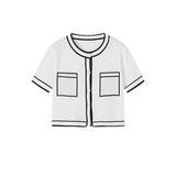 yellow small sweet round collar knitting cardigan female spring new brief paragraph cultivate one's morality