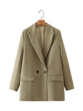 And Summer 2024 New Simple Loose Double-Breasted Suit Jacket New Suit For Women In Spring And Autumn-Outfit
