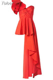 Elegant Asymmetrical Shirts For Women Skew Collar Ruffled Butterfly Sleeve Hollow Out High Waist Ruched Shirt Female