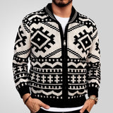 Men's Autumn And Winter Men's Knit Coat Collared Long-Sleeved Jacket Sweater