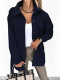 fall/winter lapel single-breasted thick solid color shirt woolen loose coat