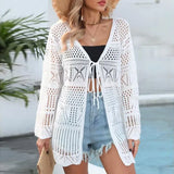 Skirt Knitted Bare Back With Long-Sleeved Bikini Vacation Sunscreen Cover
